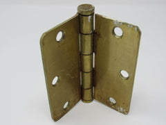 Designer Door Hinge 3-1/2-in Polished Brass 3 Holes Rounded Corners -- Used