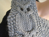 Handcrafted Owl Cowl Gunmetal Gray Textured 100% Merino Female Adult -- New