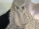 Handcrafted Owl Cowl Tan Textured 65% Alpaca 35% Acrylic Female Adult -- New