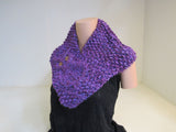 Handcrafted Owl Cowl Blue Purple Textured 100% Merino Female Adult -- New