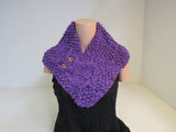Handcrafted Owl Cowl Blue Purple Textured 100% Merino Female Adult -- New