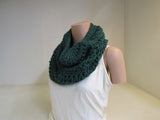 Handcrafted Cowl Forest Green Silver Bulky Drop Stitch 100% Merino Female Adult -- New