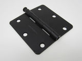 Gate House Door Hinge 3-1/2-in Matte Black 3 Holes Rounded Corners -- New