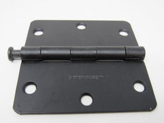 Gate House Door Hinge 3-1/2-in Matte Black 3 Holes Rounded Corners -- New