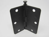 Gate House Door Hinge 3-1/2-in Matte Black 3 Holes Rounded Corners -- New