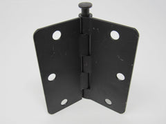 Gate House Door Hinge 3-1/2-in Matte Black 3 Holes Rounded Corners -- New