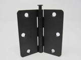 Gate House Door Hinge 3-1/2-in Matte Black 3 Holes Rounded Corners -- New