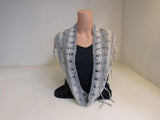 Handcrafted Shawl Gray Cream Boho Textured Fringes 100% Cotton Female Adult -- New