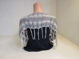 Handcrafted Shawl Gray Cream Boho Textured Fringes 100% Cotton Female Adult -- New