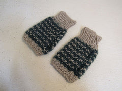 Handcrafted Fingerless Gloves Green Taupe 33% Possum 33% Cashmere 33% Merino -- New