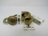 Standard Complete Door Knob Set With Screws And Hinges Polished Brass Vintage -- Used