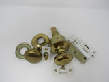 Standard Complete Door Knob Set With Screws And Hinges Polished Brass Vintage -- Used