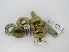 Standard Complete Door Knob Set With Screws And Hinges Polished Brass Vintage -- Used