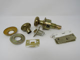 Standard Complete Door Knob Set With Screws And Hinges Polished Brass Vintage -- Used