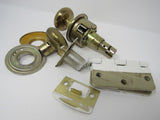 Standard Complete Door Knob Set With Screws And Hinges Polished Brass Vintage -- Used