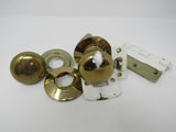 Standard Complete Door Knob Set With Screws And Hinges Polished Brass Vintage -- Used