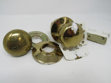 Standard Complete Door Knob Set With Screws And Hinges Polished Brass Vintage -- Used