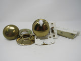 Standard Complete Door Knob Set With Screws And Hinges Polished Brass Vintage -- Used