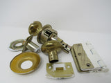 Standard Complete Door Knob Set With Screws And Hinges Polished Brass Vintage -- Used