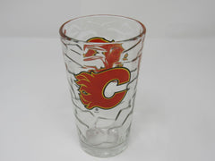 NHL Vintage Clear Textured Pint Glass Calgary Flames -- Used