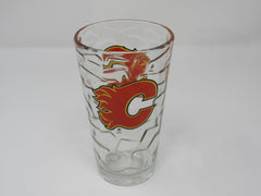 NHL Vintage Clear Textured Pint Glass Calgary Flames -- Used