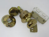 Standard Door Knob Set With Screws And Hinges Polished Brass Vintage -- Used