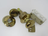 Standard Door Knob Set With Screws And Hinges Polished Brass Vintage -- Used