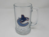 NHL Vintage Clear Beer Stein Mug Vancouver Canucks Glass -- Used