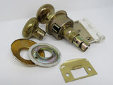 Standard Door Knob Set With Screws And Hinges Polished Brass Vintage -- Used