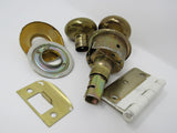 Standard Door Knob Set With Screws And Hinges Polished Brass Vintage -- Used