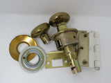 Standard Door Knob Set With Screws And Hinges Polished Brass Vintage -- Used