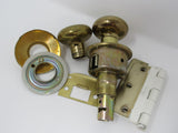 Standard Door Knob Set With Screws And Hinges Polished Brass Vintage -- Used