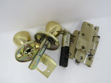 Standard Complete Door Knob Set With Screws And Hinges Polished Brass Vintage -- Used