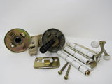 Kwikset Complete Door Knob Set With Screws And Hinges Polished Brass Vintage -- Used