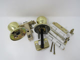 Kwikset Complete Door Knob Set With Screws And Hinges Polished Brass Vintage -- Used