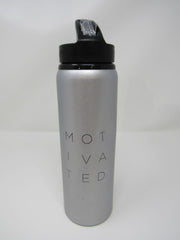 h2go Water Bottle Silver/Black Motivated Logo Stainless Steel -- Used