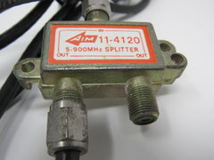 Aim Coaxial Cable Splitter Adapter With Cable 2 Way 7.5 ft 11-420 -- Used