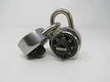 Master Lock Co 2 Combination Pad Locks Back Key Hole V643 -- Used