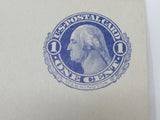 USPS Scott UY5 Antique 1c Blue On Buff Martha & George Washington -- Used