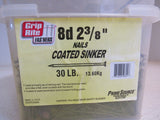 Grip Rite Nails Coated Sinker 8d 2-3/8-in 25-lbs 8SKR30BK Galvanized -- New