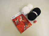 Hook & Needle Mary Jane Slippers Yarn Kit Black/White 2 Balls Polyester -- New
