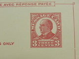 USPS Scott UY12 3c William McKinley Red On Buff G (Good) Postal Reply Card -- Used