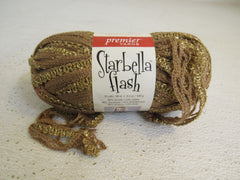 Premier Yarns Starbella Flash Yarn Tan/Gold 1 Skein 33 Yards Acrylic Glitter -- New