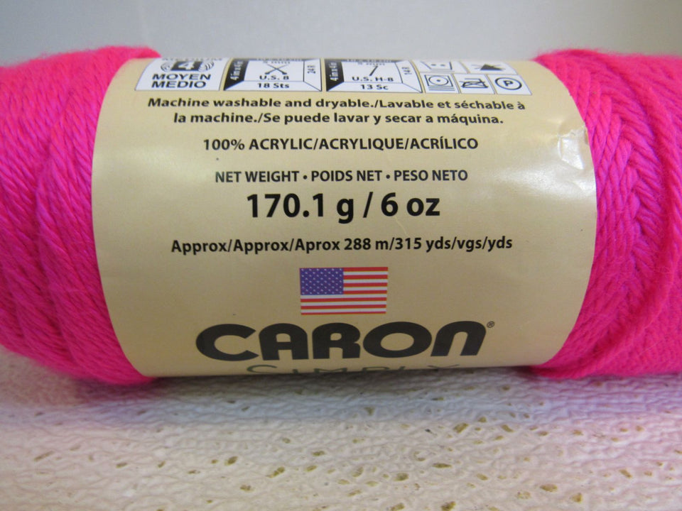 Caron Simply Soft Solids Yarn Neon Pink