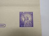 USPS Scott UY17 3c Statue of Liberty Violet First Day of Issue Postal Reply Card -- Used