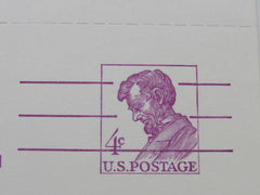 USPS Scott UY18 4c Carmine Rose Abraham Lincoln Postal Reply Card -- Used