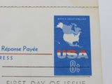 USPS Scott UY20 8c USA Map First Day of Issue F/G (Fair/Good) Postal Reply Card -- Used