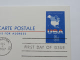 USPS Scott UX54 8c USA Map First Day of Issue G (Good) Postal Card -- Used