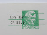 USPS Scott UX55 5c Mint Abraham Lincoln First Day of Issue G (Good) Postal Card -- Used