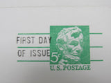 USPS Scott UY21 5c Mint Abraham Lincoln First Day of Issue Postal Reply Card -- Used